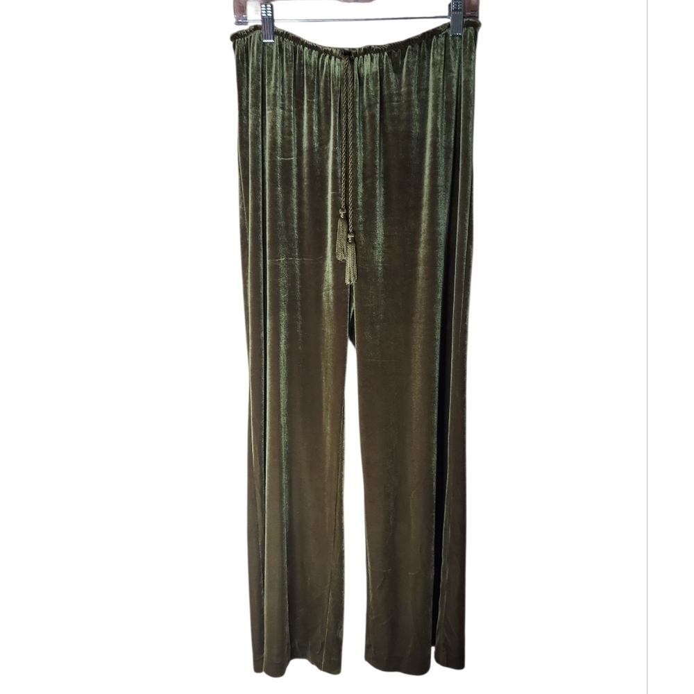 Soft Surroundings Olive Velvet Wide Leg Pants